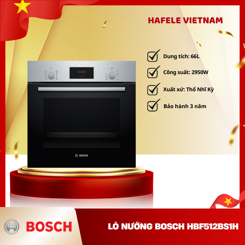 Lò Nướng Âm Tủ Bosch HBF512BS1H – 66L – Công Nghệ Nướng Đối Lưu – Phân Bố Nhiệt Đồng Đều – FEM