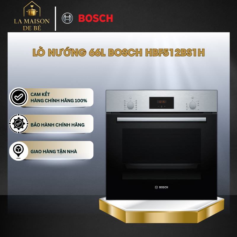 Lò Nướng Âm Tủ Bosch HBF512BS1H – 66L – Chức Năng Tự Làm Sạch Hydrolytic – Thiết Kế Hiện Đại – LMS