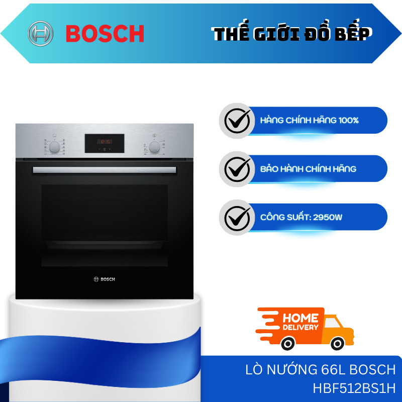 Lò Nướng Âm Tủ Bosch HBF512BS1H/ HBF512BS1T 66L – Vỏ Thép Không Gỉ – Khoang Lò Thép Tráng Men – TGB