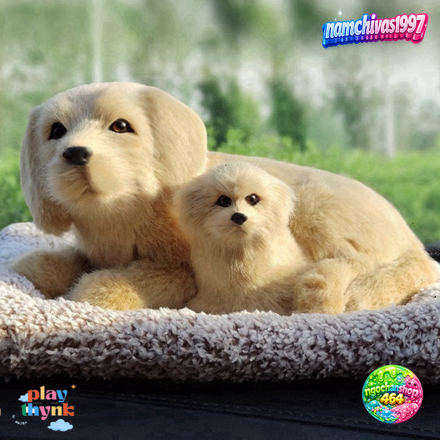 Chó Cún Mèo Đôi Mẹ Con Bông Vẽ Giả Mùi Mèo Cún Sói Khử Khí