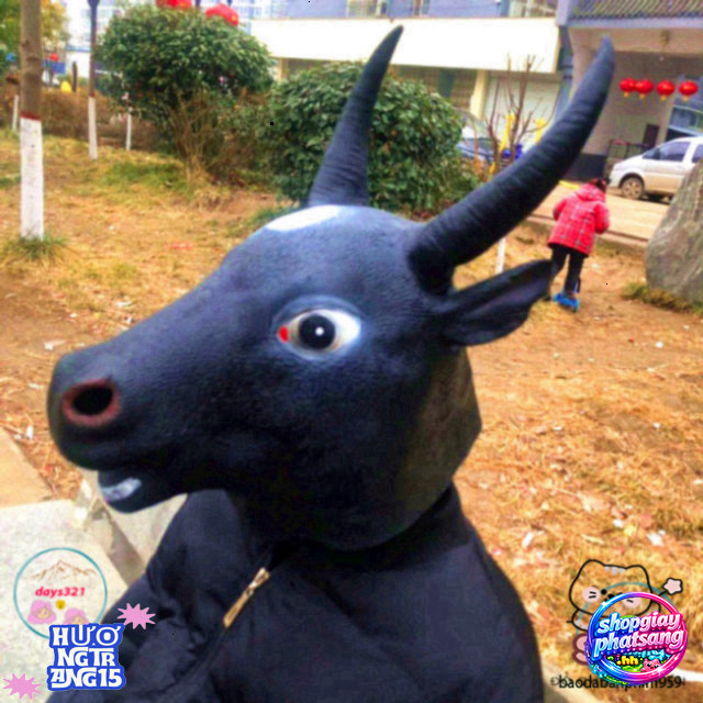 Halloween Face Mask Con Bò Đen Phong Cách Hacker Độc Đáo