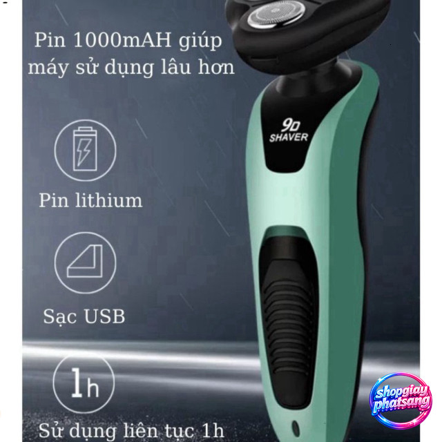 Máy cạo râu nam đa năng, 3 lưỡi cạo siêu sạch SHAVER 9D.