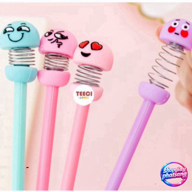 Bút Bi Lò Xo Cute Emoji T143 Mực Đen