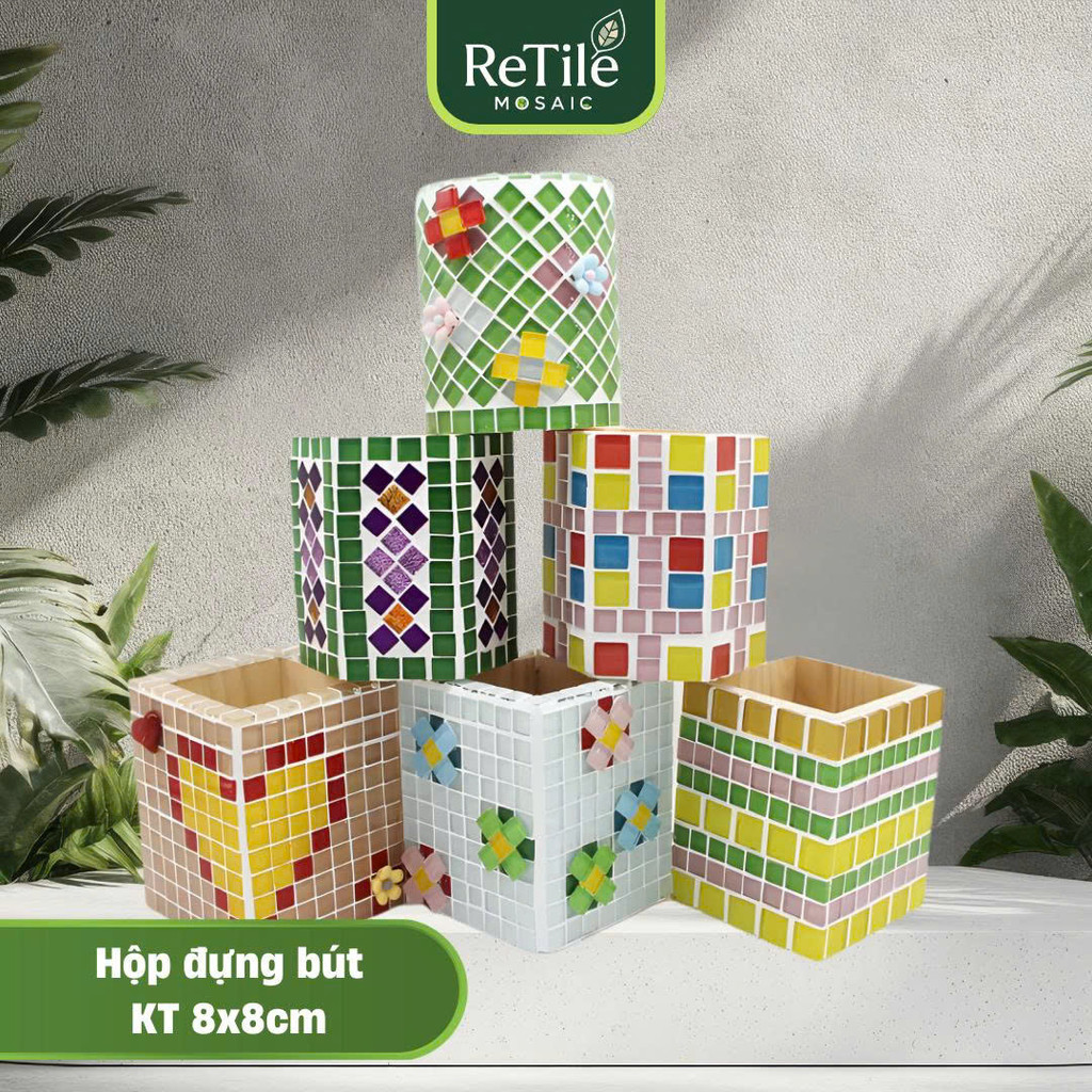 Bộ Kit DIY hộp bút mosaic, trang trí hộp bút mosaic, đính đá Mosaic handmade, trang trí, DIY mosaic