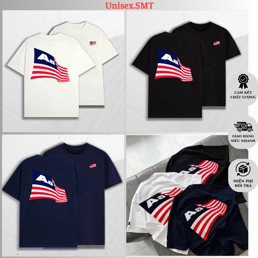 Áo Phông Nam Nữ AA Studio In Lá Cờ Form Rộng Tay Lỡ Cotton 2 Chiều. Áo Thun Nam Nữ In Lá Cờ AA Studi