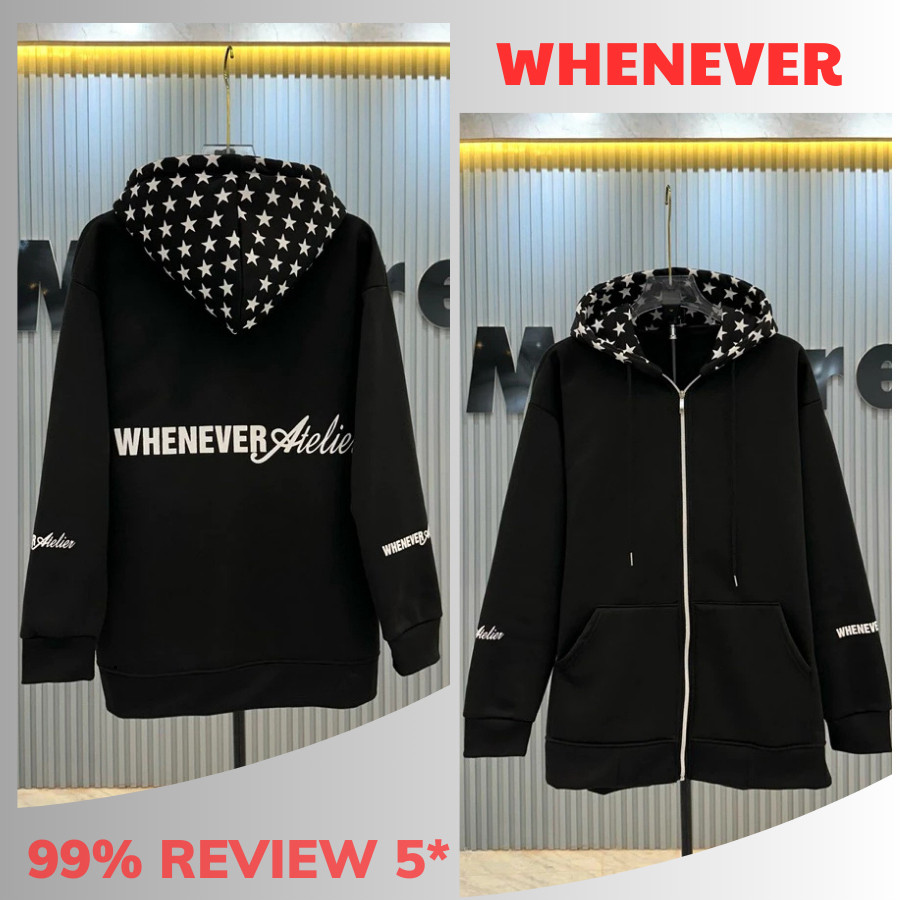 Áo Khoác Hoodie Nam Nữ Phối Mũ Sao Khóa Zip Siêu Đẹp. Áo Hoodie Whenever Phối Mũ Sao Dành Cho Boy Ph