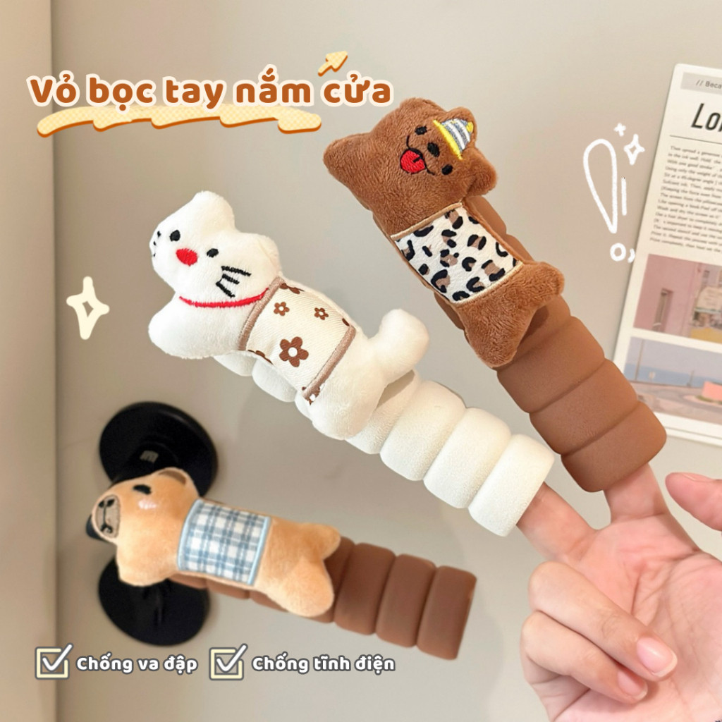 Vỏ Bọc Tay Nắm Cửa Hoạt Hình 3D Ghost Chống Va Đập, Chống Tĩnh Điện, Êm Tay, Trang Trí Nhà Cửa - CC0