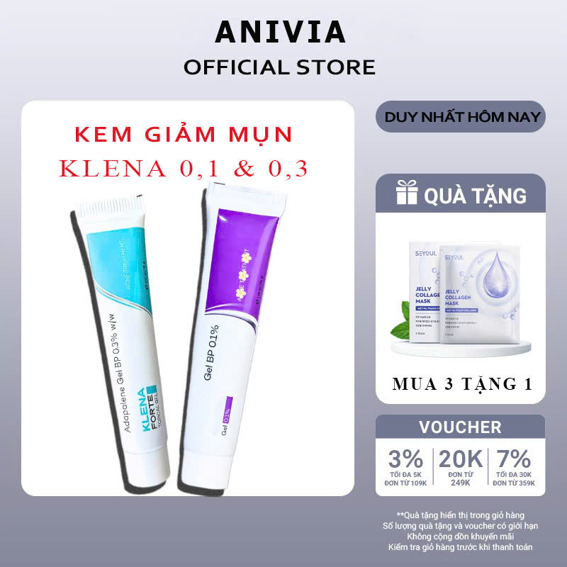 ( Chính Hãng) Gel Mụn Adapalene Klena 0.3% - 0.1% Hỗ Trợ Giảm Mụn Trứng Cá, Mụn Đầu Đen, Mụn Ẩn