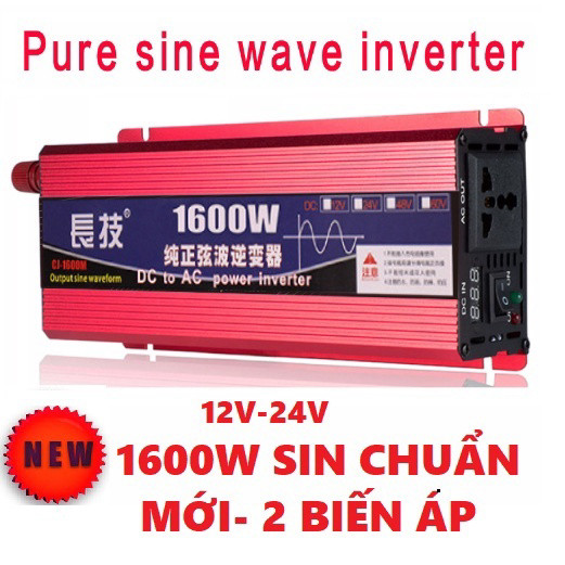 Bộ Biến Tần Inverter 24V Công Suất 1600w Sin Chuẩn-Đổi Nguồn inverter Công Suất 1600w Sin Chuẩn