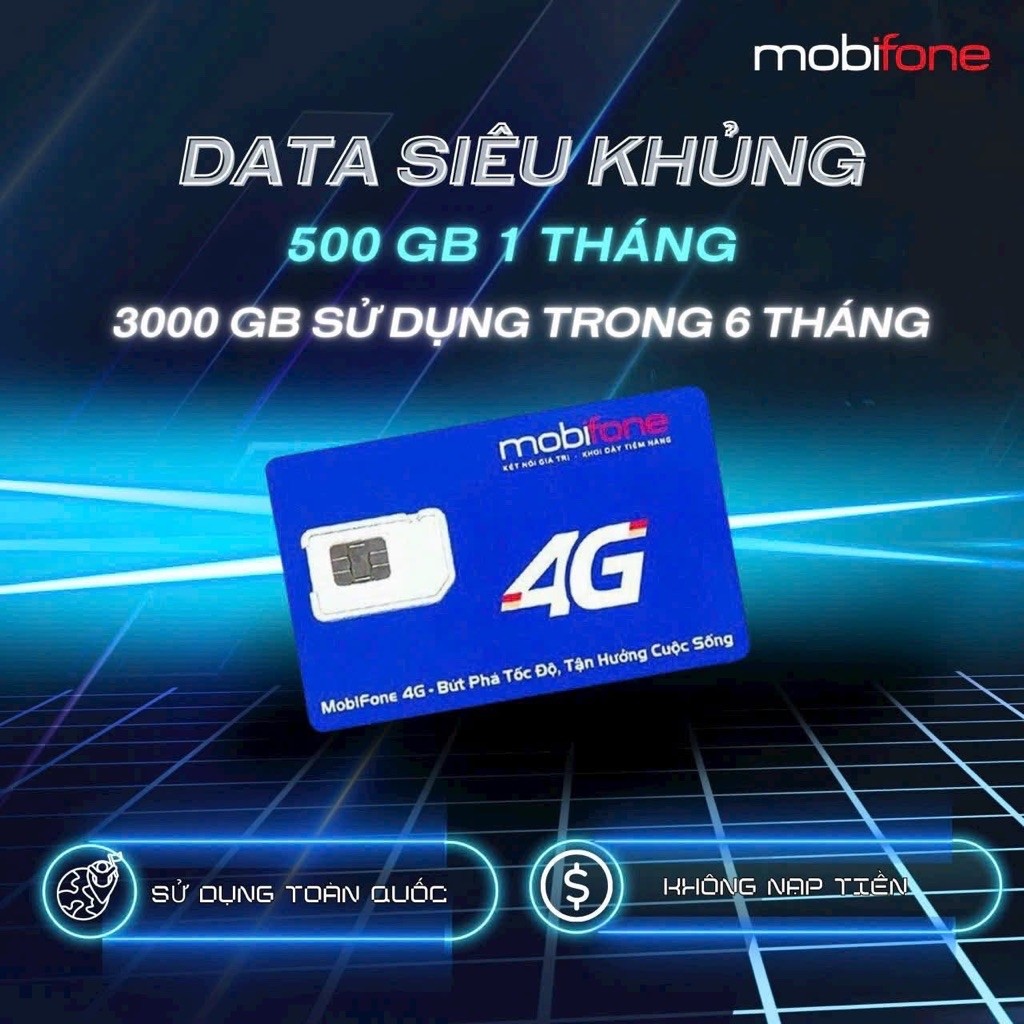 6mdt150 sim lên mạng 6 tháng mobifone. 500GB/tháng