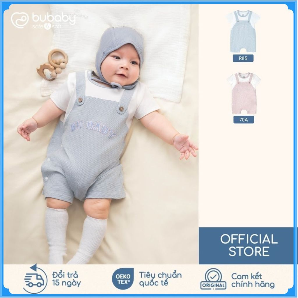 (0M-12M) Bodysuit cộc tay phối mầu xinh khỏe cho bé Bubaby Viscose IVS233128 | Body Chính hãng