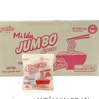 Mì Lẩu Jumbo Koreno Vị Kim Chi & Bò Cay 80 Gói - 100g mỗi gói