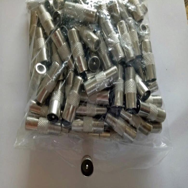 Bịch 100 con Jack tivi, Rắc tivi sắt, Jack F đực kết nối anten, tivi, truyền hình cáp, dây âm tường