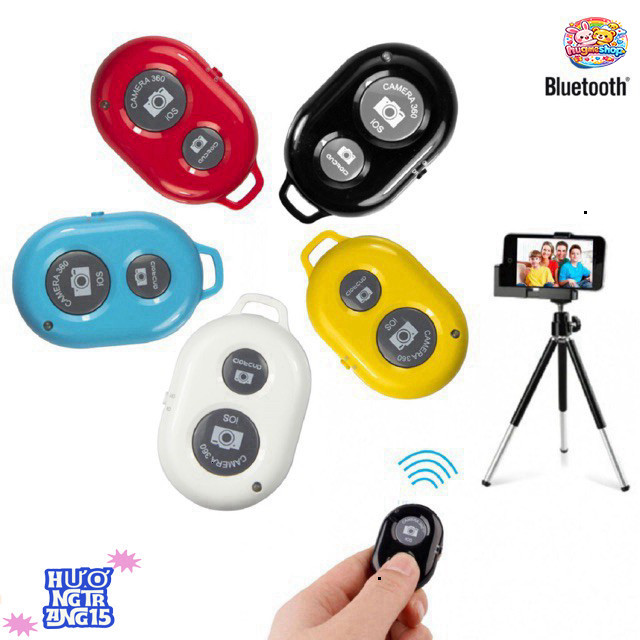 Phím Chụp Từ Xa Bluetooth, Điều Khiển Ảnh Tự Động Cho Smartphone & iPhone, Full Box