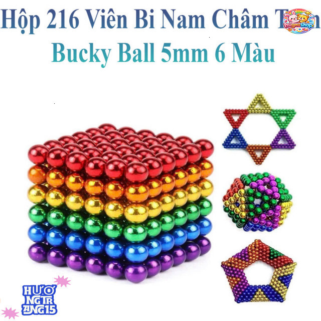 Viên Bi Nam Châm Bucky Ball 6 Màu Sắc Độc Đáo 5x5mm Hộp 216 Viên