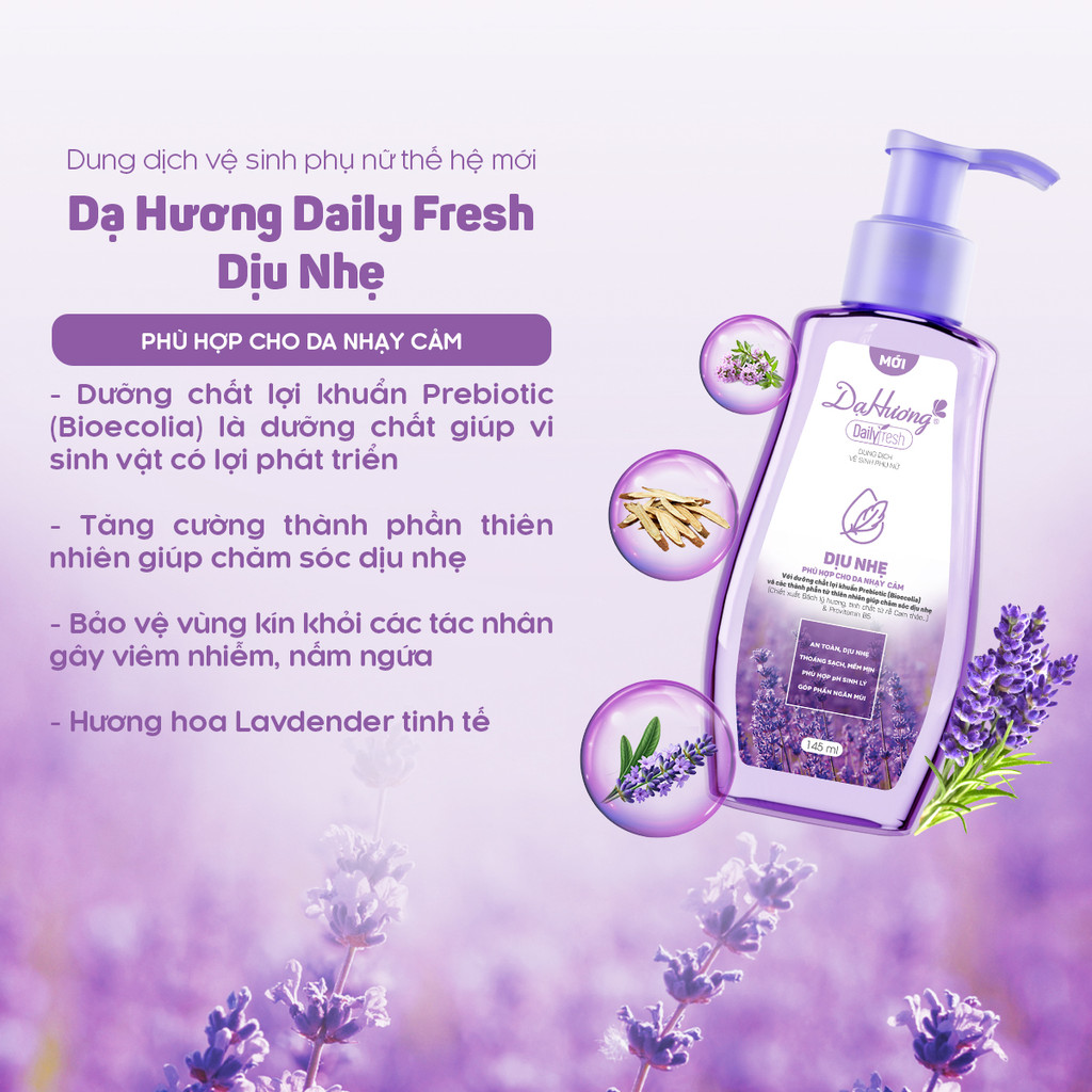 Dung dịch vệ sinh phụ nữ Dạ Hương Daily Fresh Dịu nhẹ 145ml