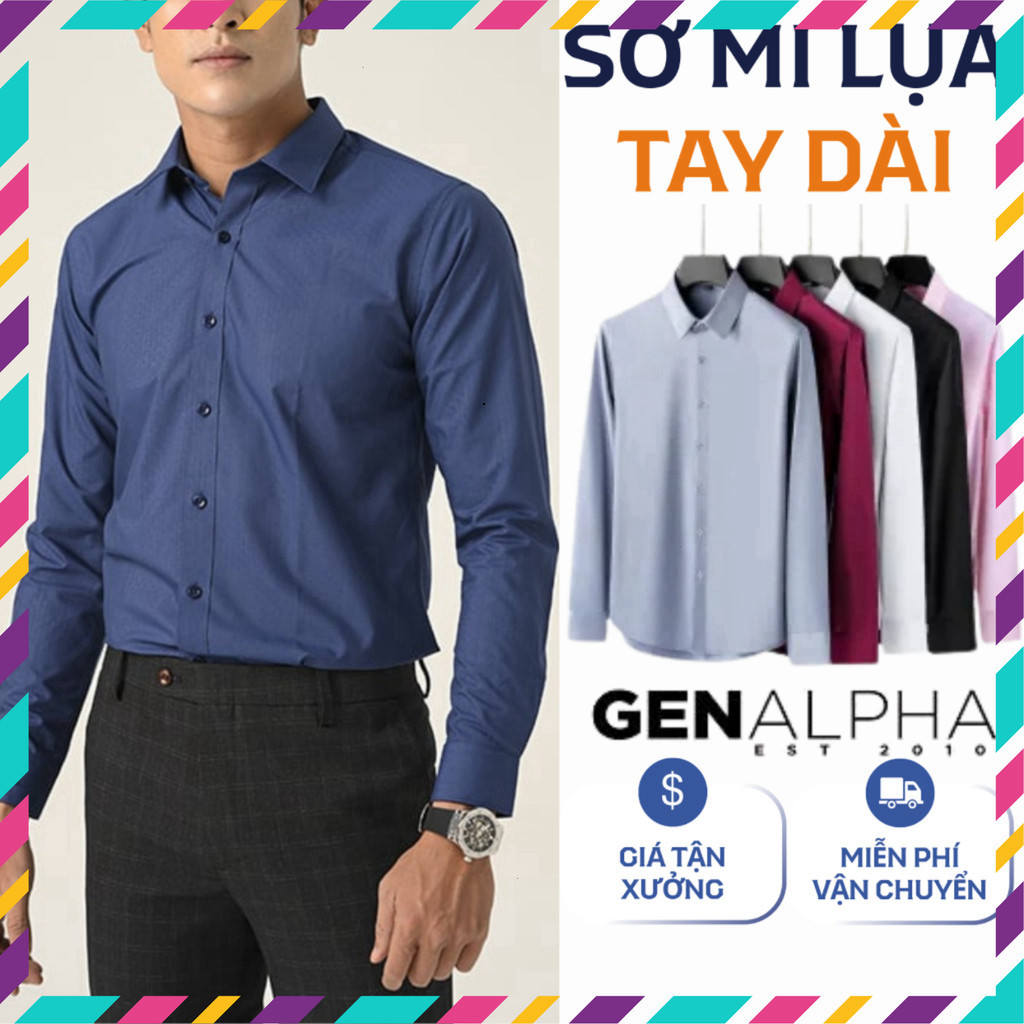 Sơ Mi Nam Chất Lên Cao Cotton Lụa Tay Dài Chống Nhăn GEN ALPHA GEN535