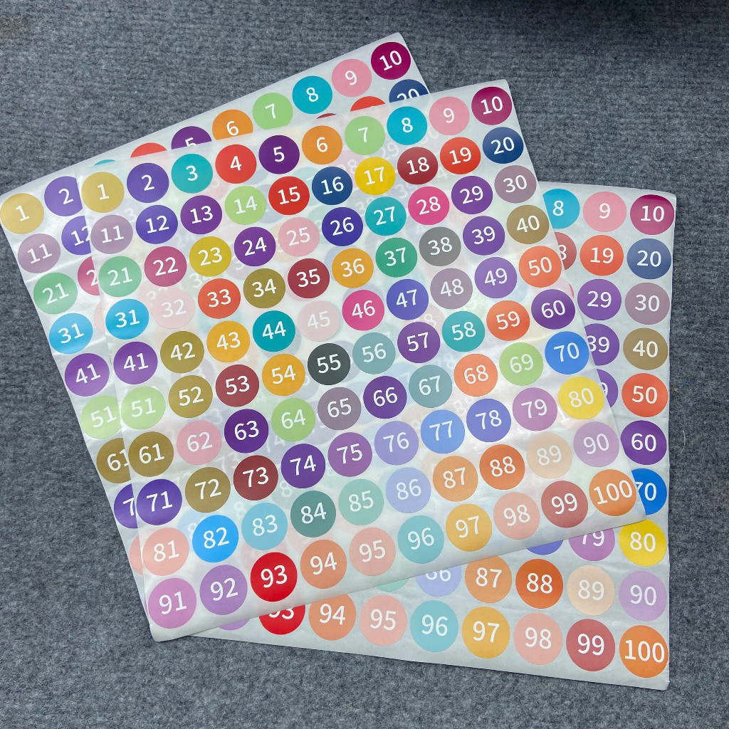 Tem Số Dán Tròn Dán Đồ Dùng Nhà, Decal Số Từ 1 đến 100 Nước
