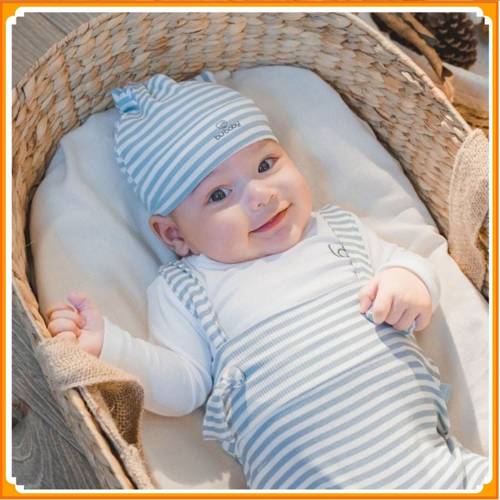 [BU Baby] Mũ nút thắt Siro Stripy cho bé sơ sinh ASR1924ST -  sơ sinh - Mũ  - Bao tay Bu baby