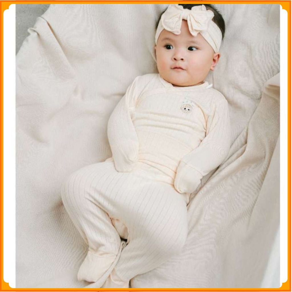 [BU Baby] (NB-3M) Bộ dài tay cài chéo bao tay chân lật Bubaby Modal - BMD110800 | Quần áo chính hãng