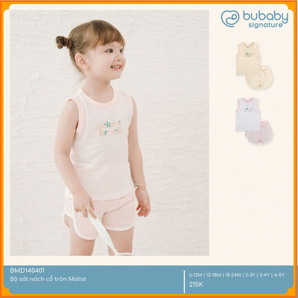 [BU Baby] (6M-5Y) Bộ sát nách cổ tròn Molist - BMD140401| Quần áo Chính hãng