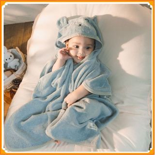 [BU Baby] Khăn choàng tắm chui đầu Terry ATR060400 cho bé sơ sinh - Terry Cotton - Bu baby sơ sinh - Mũ  - Bao tay