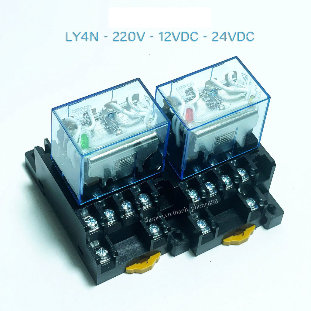 Rơ Le Trung Gian 14 Chân To LY4N 220V 24VDC 12VDC