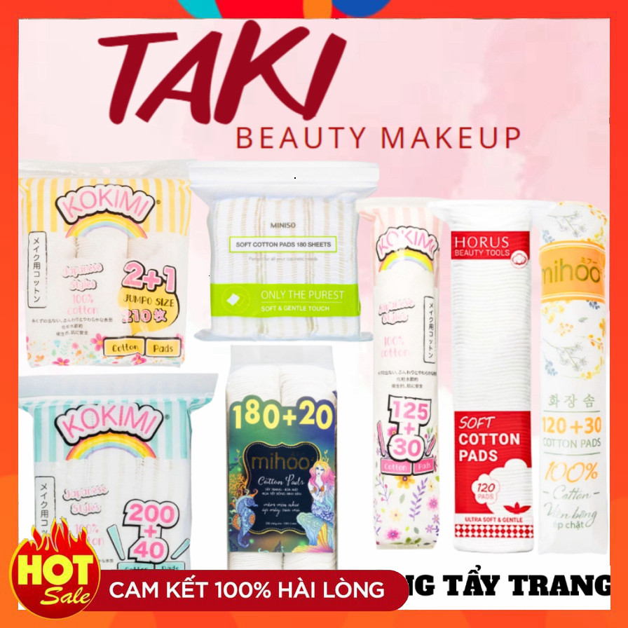 Bông Tẩy Trang Horus - Innisfree - Miniso - Mihoo - Kokimi - Perfect Dairy Cotton Pads 200 Miếng + 1