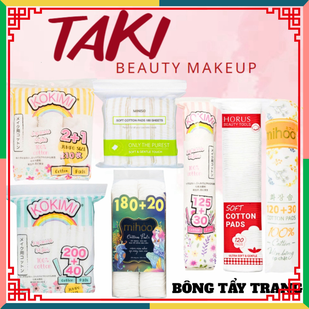 Bông Tẩy Trang Horus - Innisfree - Miniso - Mihoo - Kokimi - Perfect Dairy Cotton Pads 200 Miếng + 1