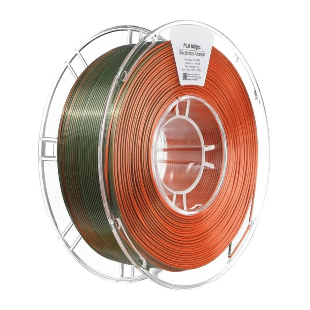 Nhựa in 3D PLA/PLA+ Silk 2 Màu chất lượng cao - Màu: Bronze-Orange / Xanh Đồng-Cam