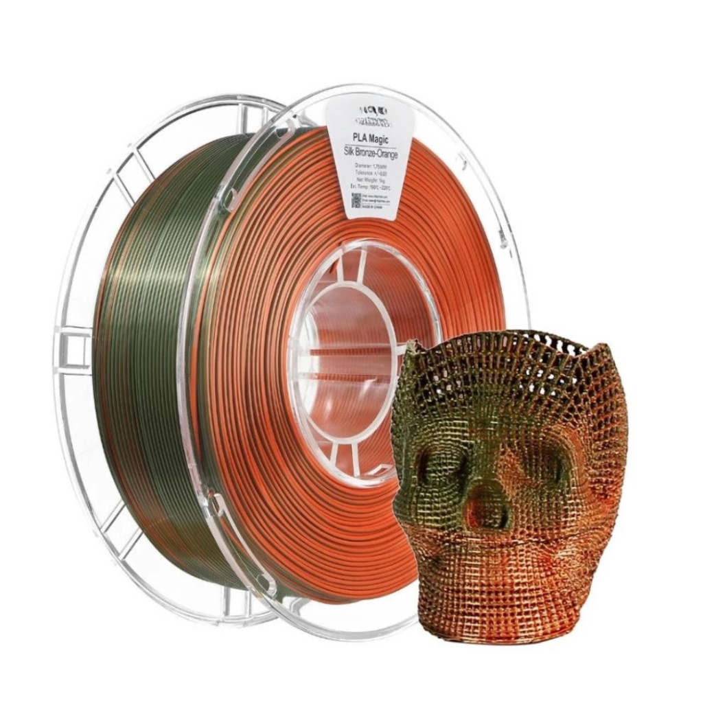Nhựa in 3D PLA/PLA+ Silk 2 Màu chất lượng cao - Màu: Bronze-Orange / Xanh Đồng-Cam