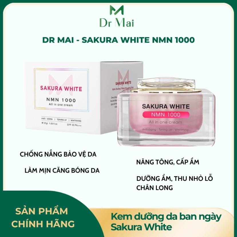 Dr Mai, Kem dưỡng trắng da chống nắng hoa anh đào Sakura White Nmn 1000, dưỡng da trắng sáng, ngăn l