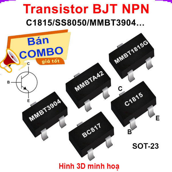 [Giá combo] (100 cái) Transistor BJT NPN C1815 / SS8050 / MMBT3904 / … chân dán SOT-23