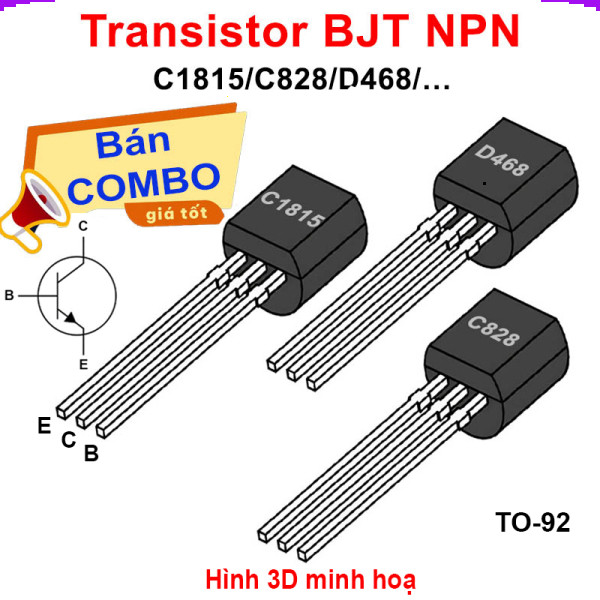 [Giá combo] (50 cái) Transistor BJT NPN C1815 / C828 / D468…chân cắm TO-92