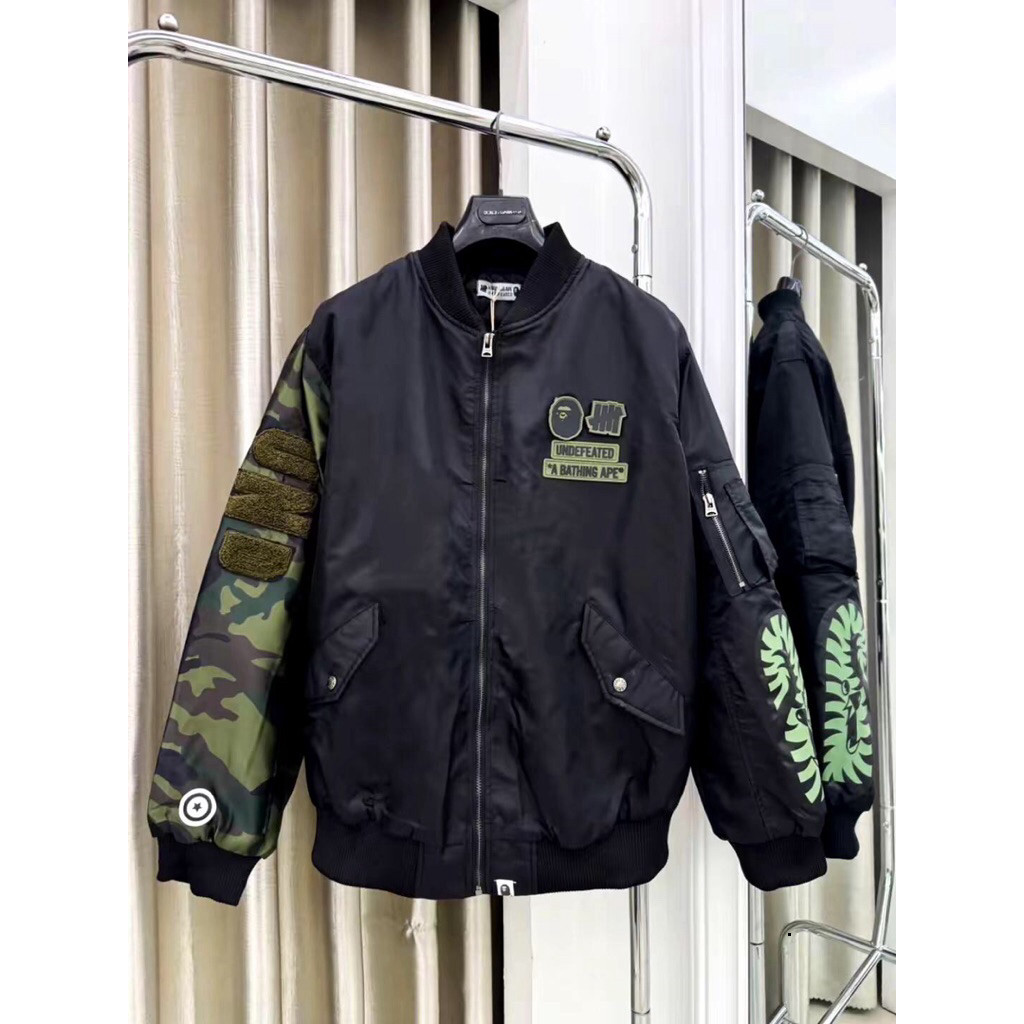 🔥TOP🔥 áo khoác Bape Bomber Đen Đá Mập Trần Bông Áo Khoác Nam Cao Cấp