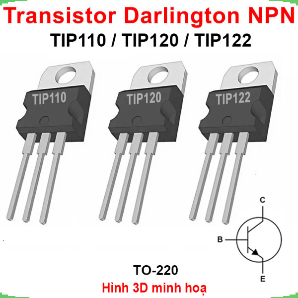 [Giá bán sỉ] (5 cái) Transistor Darlington NPN TIP110 / TIP120 / TIP122 5A chân cắm TO-220