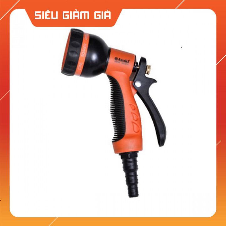 Vòi xịt nước 8 tia Asaki AK-8814 đa năng, tưới cây, rửa xe, rửa sân vườn, phụ kiện ống nước