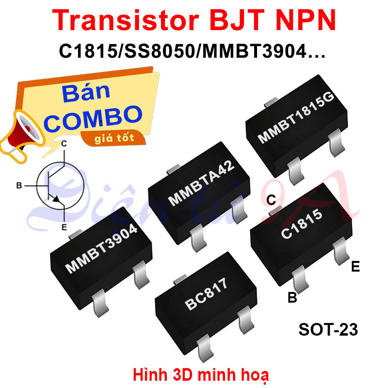 [Combo- sỉ] (100 cái) Transistor BJT NPN C1815 / SS8050 / MMBT3904 / … chân dán SOT-23