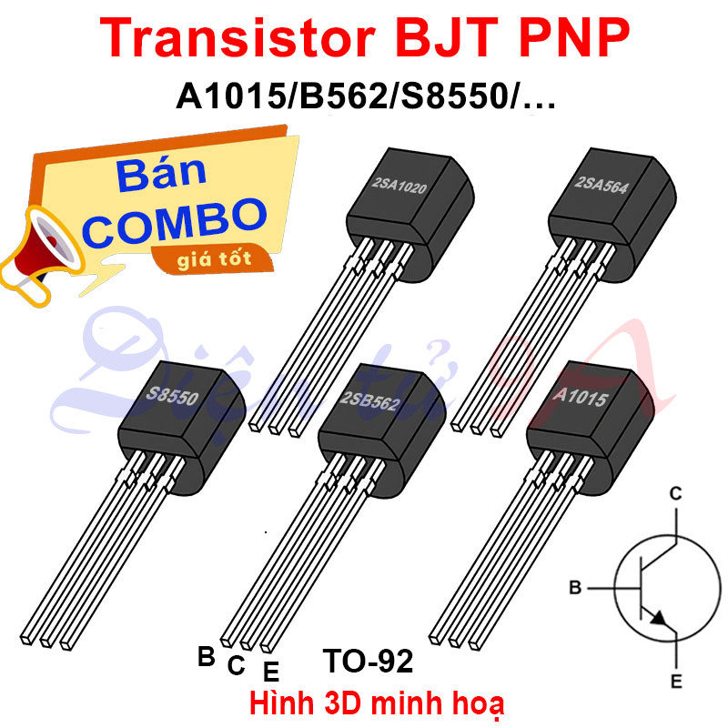 [Combo- sỉ] (100 cái) Transistor BJT PNP A1015/B562/A1012/... chân cắm TO-92