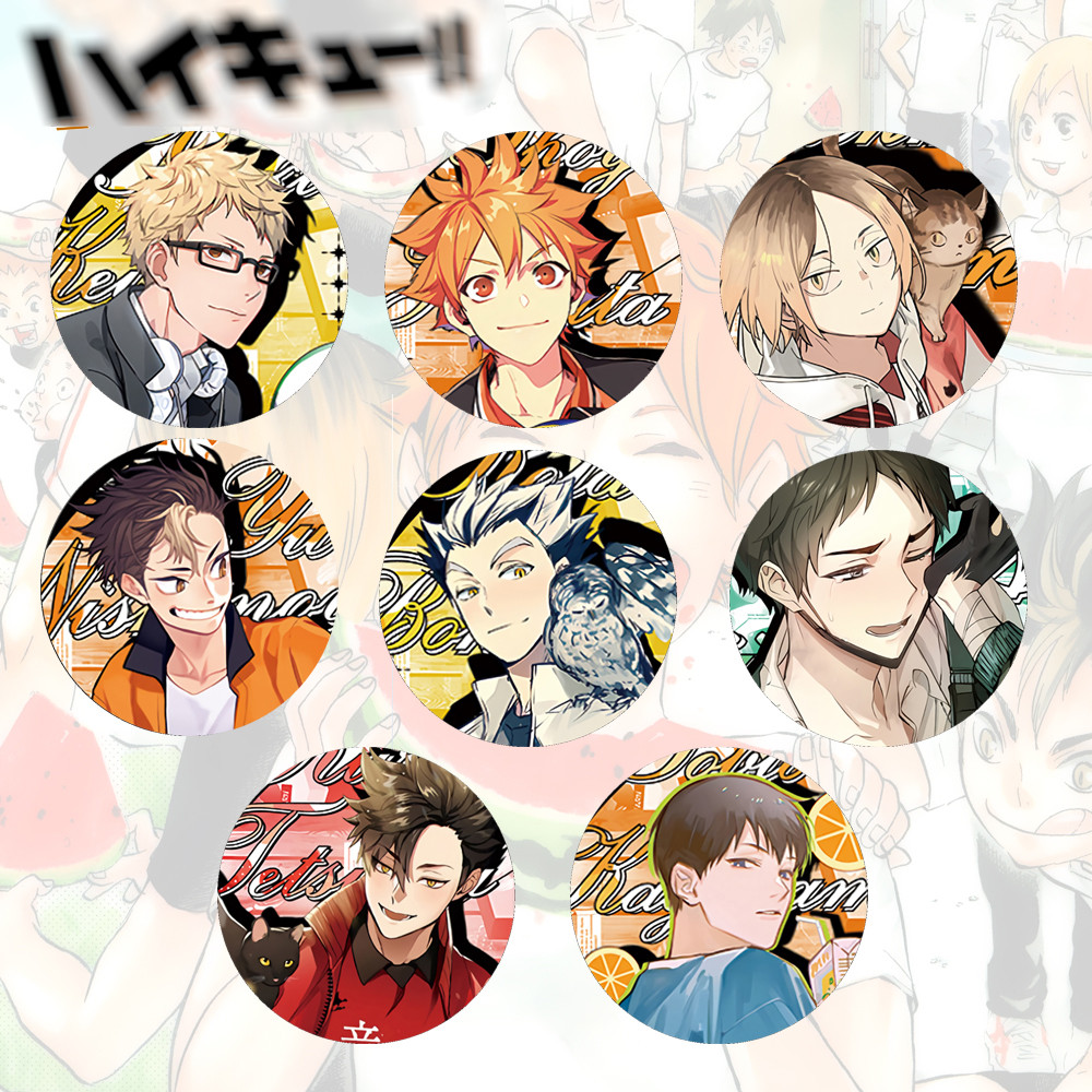 (M2) Huy Hiệu HAIKYUU Badge anime bóng chuyền Balo Túi Xách tiện lợi manga chibi