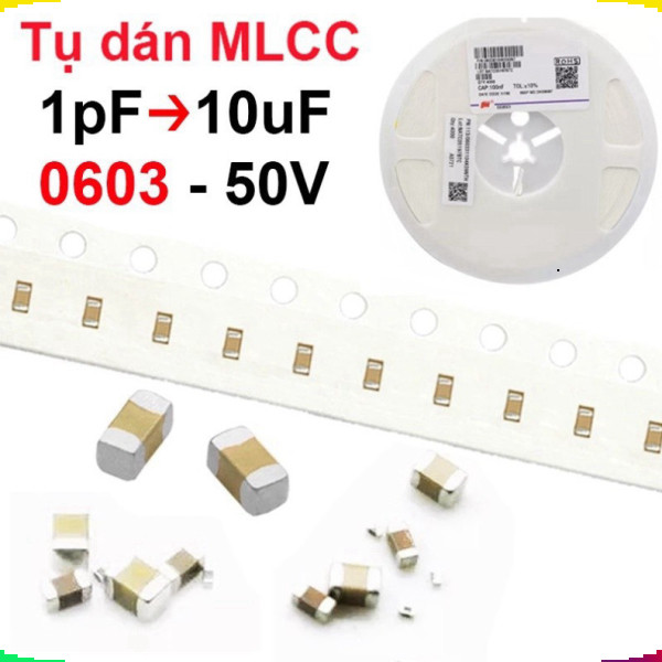 [Giá sỉ] (100 cái) tụ gốm, tụ dán đa lớp MLCC - size 0603 - 50V