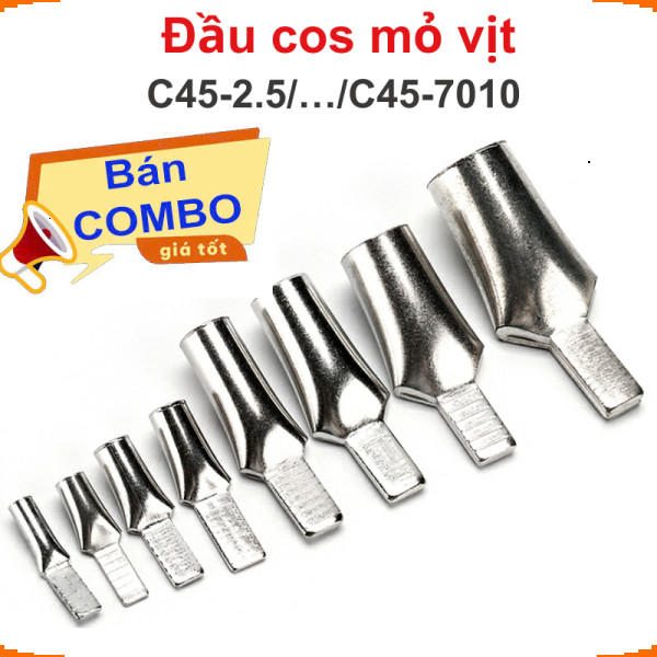[Ưu đãi] Đầu cos mỏ vịt, đầu cos pin dẹp trần C45 dùng cho CB