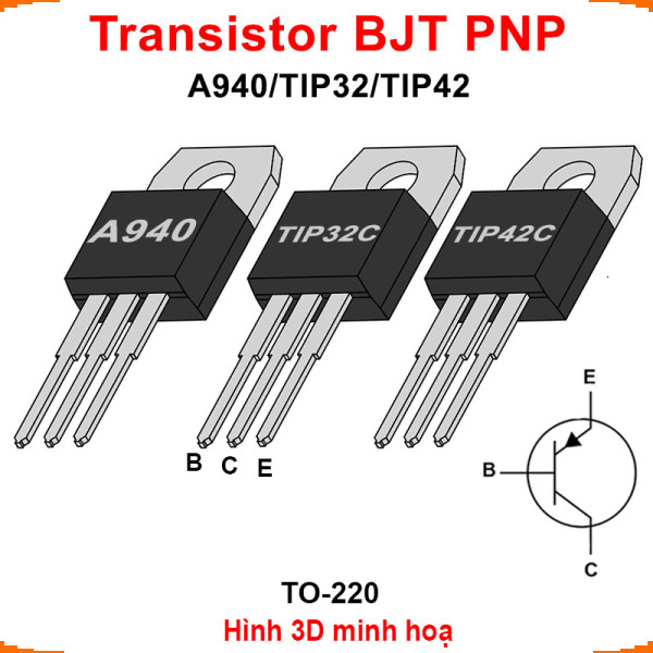[Ưu đãi] (5 cái) Transistor BJT PNP A940 / TIP32 / TIP42 chân cắm TO-220