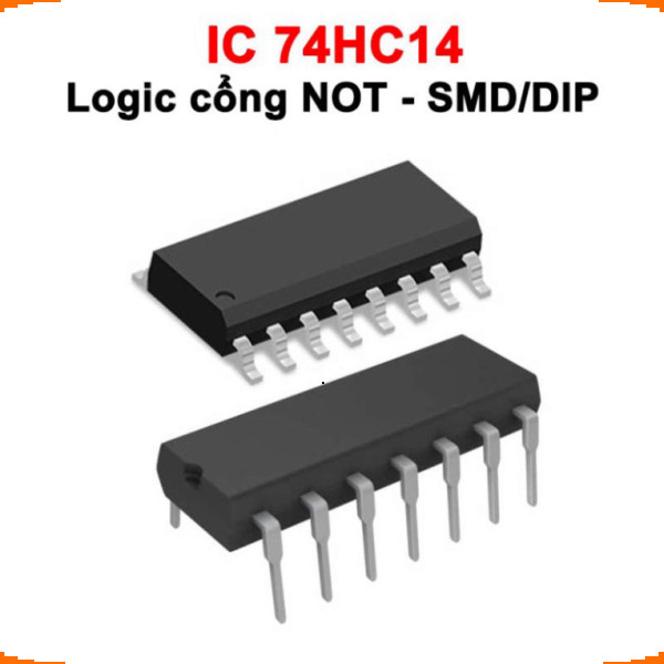[Ưu đãi] (10 cái) IC Logic cổng NOT nghịch đảo tín hiệu Hex Schmitt Trigger 74HC14 chân cắm / chân d