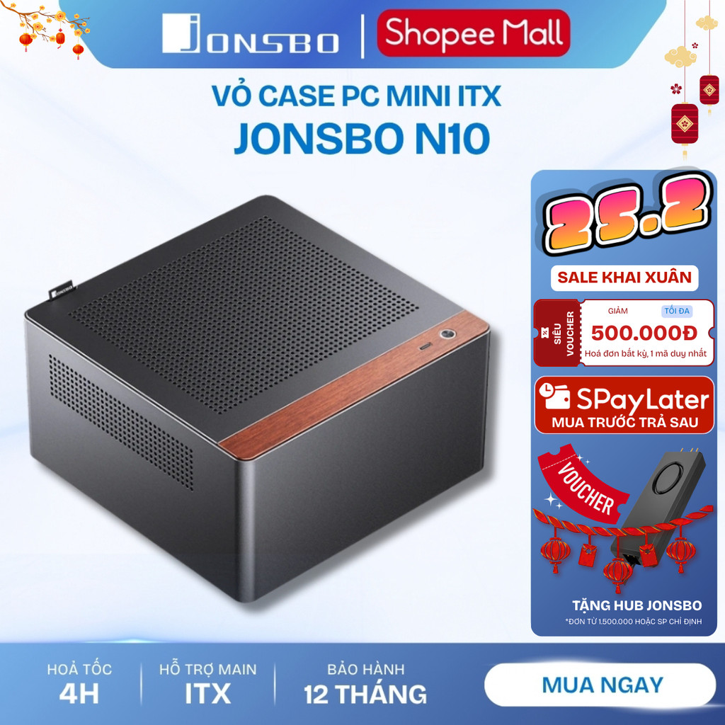 Vỏ Case PC Mini Tower Jonsbo N10 Case Máy Tính ITX Kim Loại Gỗ Nhỏ Gọn Để Bàn Chính Hãng