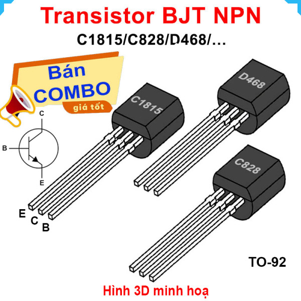 [Bán sỉ combo] (50 cái) Transistor BJT NPN C1815 / C828 / D468…chân cắm TO-92