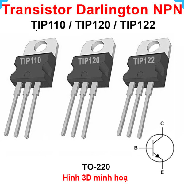 [Bán sỉ combo] (5 cái) Transistor Darlington NPN TIP110 / TIP120 / TIP122 5A chân cắm TO-220