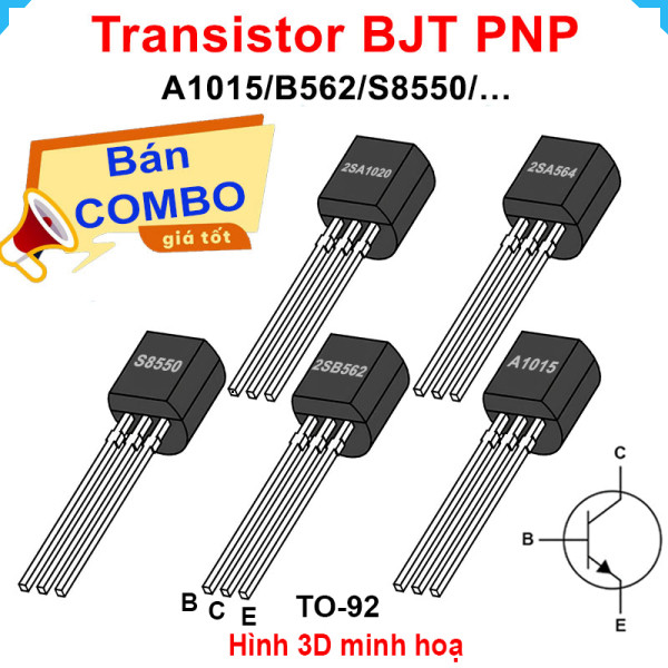 [Bán sỉ combo] (100 cái) Transistor BJT PNP A1015/B562/A1012/... chân cắm TO-92