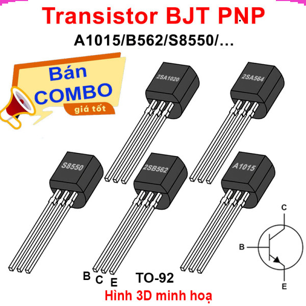 [Giá sỉ theo combo] (100 cái) Transistor BJT PNP A1015/B562/A1012/... chân cắm TO-92