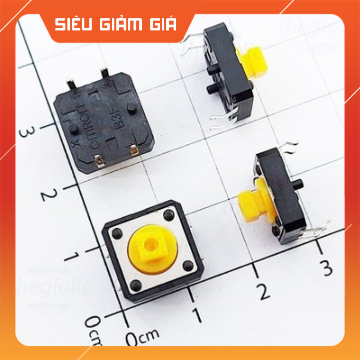 [10 Cái]- B3F-4055 Nút Nhấn 12x12mm Cao 7.3mm 4 Chân Xuyên Lỗ SmartFix Linh Kiện